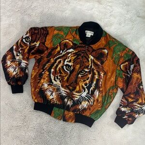 Vtg 90s Rare Rainbow Collection Tiger face bomber style jacket